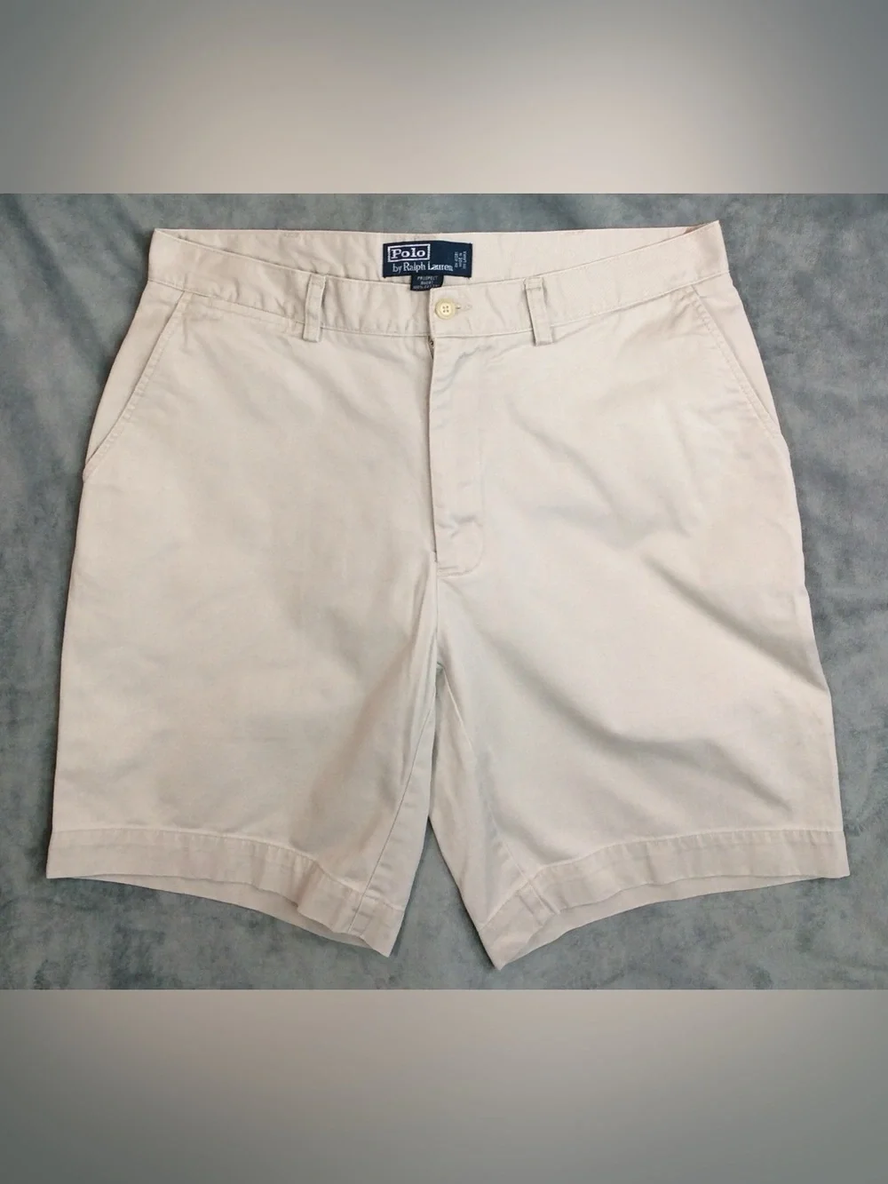 Polo by Ralph Lauren Men's Light Cream Flat Front Chino Shorts